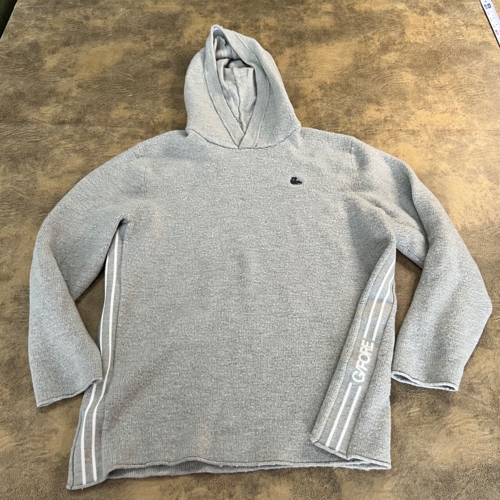 G/FORE Hoodie Mens XXL Gray Waffle Stitch Merino Wool Hooded Sweatshirt